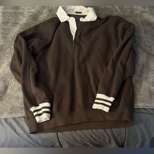 Brown medium Abercrombie oversized quarter button pullover fleece.